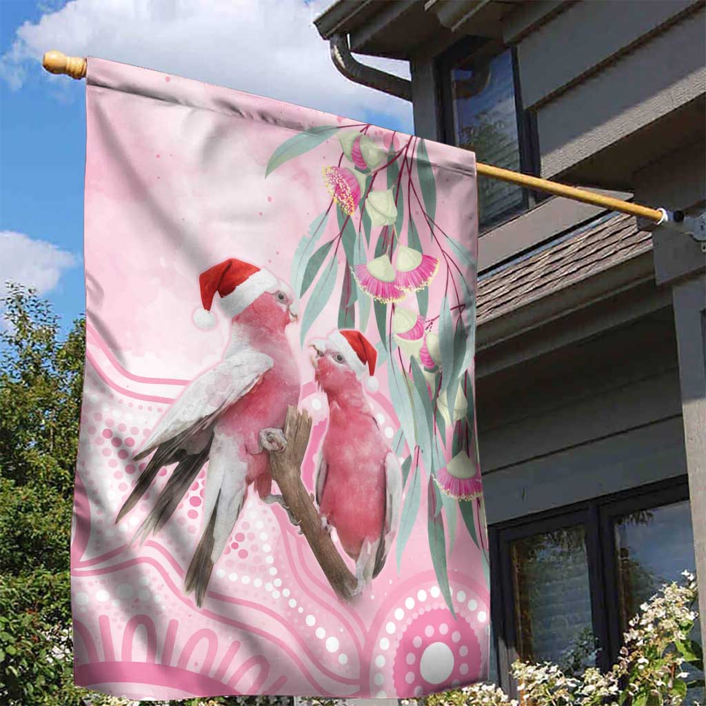 Australia Funny Pink Galah Christmas Garden Flag Aboriginal Eucalyptus Blossoms Watercolor - Aussie Hoodie