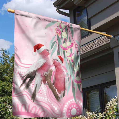 Australia Funny Pink Galah Christmas Garden Flag Aboriginal Eucalyptus Blossoms Watercolor - Aussie Hoodie