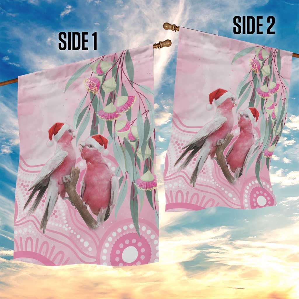 Australia Funny Pink Galah Christmas Garden Flag Aboriginal Eucalyptus Blossoms Watercolor - Aussie Hoodie