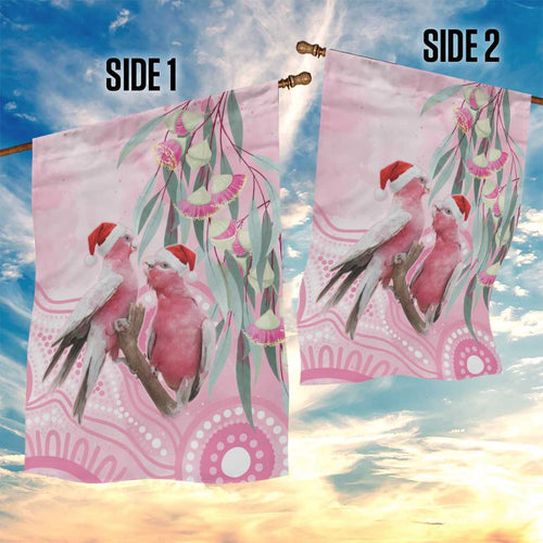 Australia Funny Pink Galah Christmas Garden Flag Aboriginal Eucalyptus Blossoms Watercolor - Aussie Hoodie