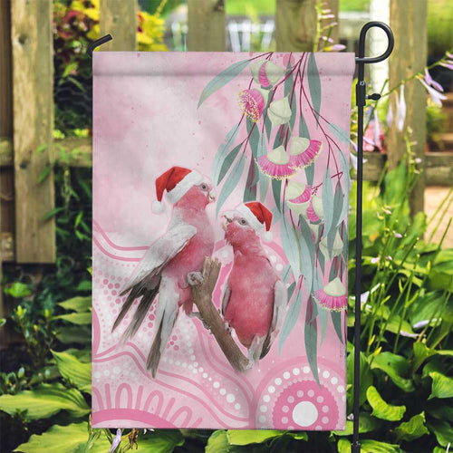 Australia Funny Pink Galah Christmas Garden Flag Aboriginal Eucalyptus Blossoms Watercolor - Aussie Hoodie