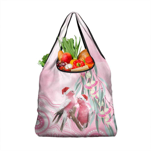 Australia Funny Pink Galah Christmas Grocery Bag Aboriginal Eucalyptus Blossoms Watercolor - Aussie Hoodie