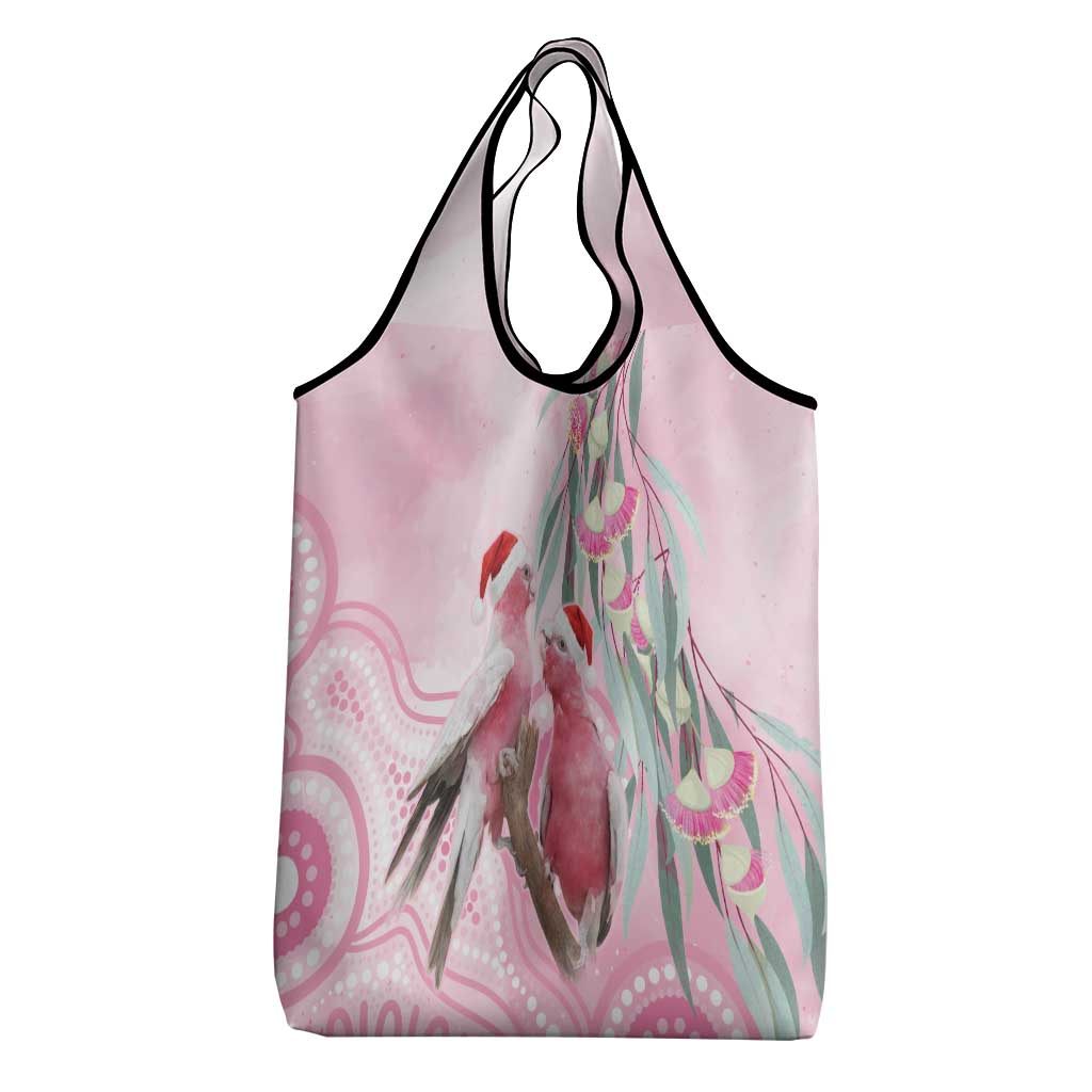 Australia Funny Pink Galah Christmas Grocery Bag Aboriginal Eucalyptus Blossoms Watercolor - Aussie Hoodie