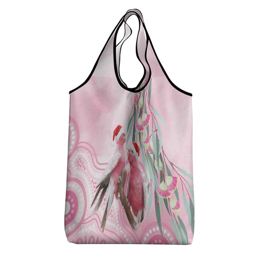 Australia Funny Pink Galah Christmas Grocery Bag Aboriginal Eucalyptus Blossoms Watercolor - Aussie Hoodie