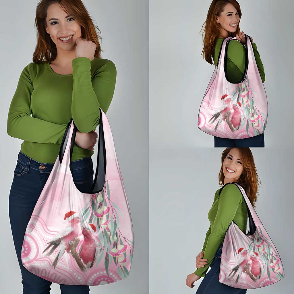 Australia Funny Pink Galah Christmas Grocery Bag Aboriginal Eucalyptus Blossoms Watercolor - Aussie Hoodie