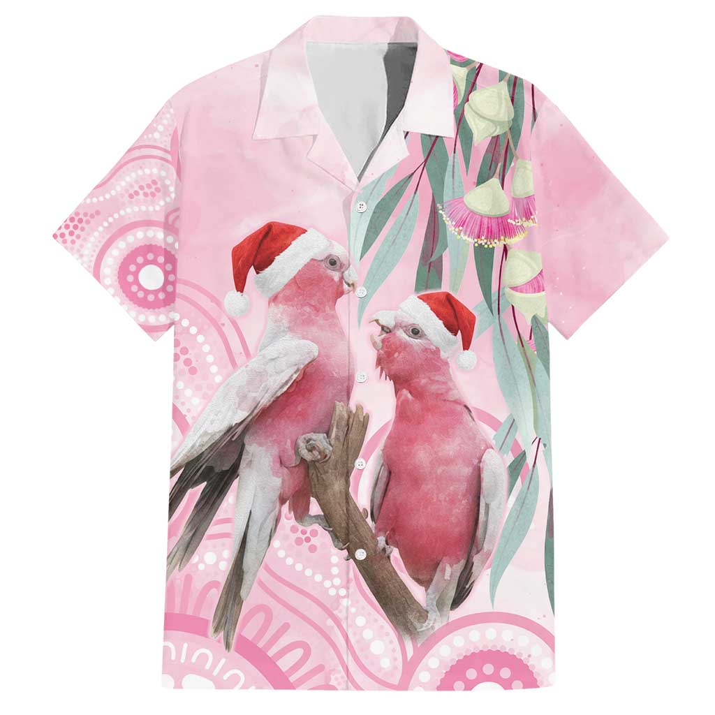 Australia Funny Pink Galah Christmas Hawaiian Shirt Aboriginal Eucalyptus Blossoms Watercolor - Aussie Hoodie