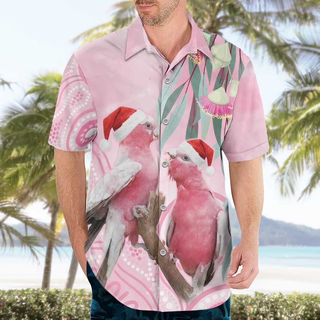 Australia Funny Pink Galah Christmas Hawaiian Shirt Aboriginal Eucalyptus Blossoms Watercolor - Aussie Hoodie
