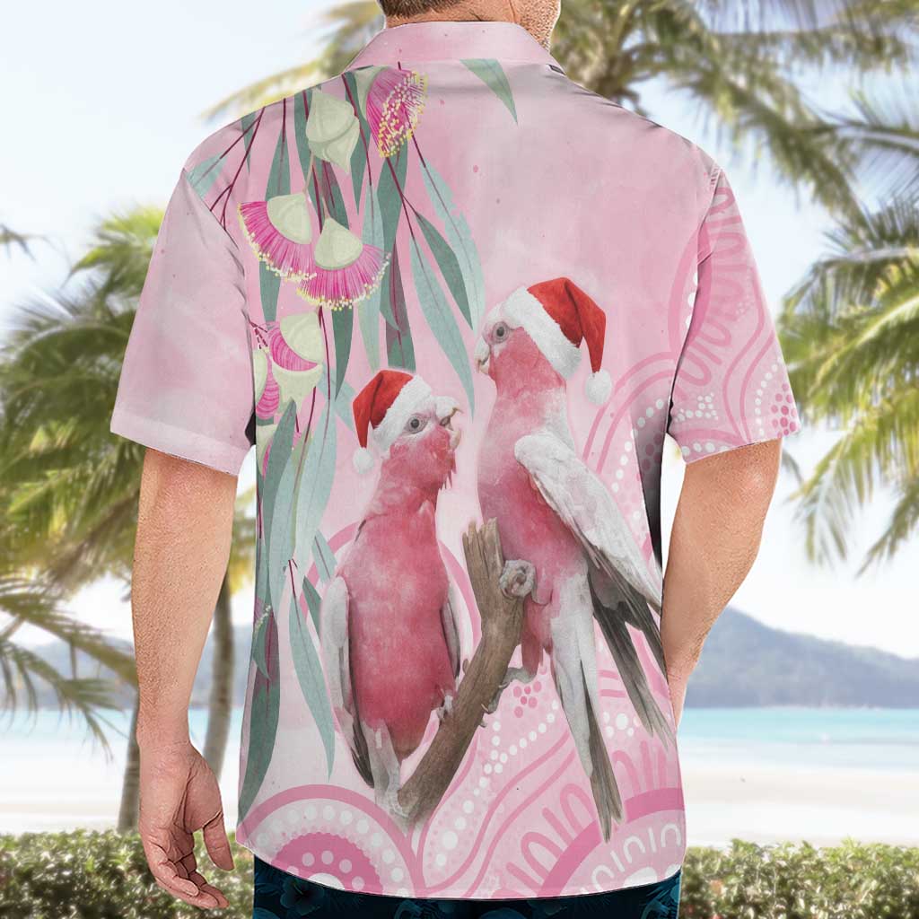 Australia Funny Pink Galah Christmas Hawaiian Shirt Aboriginal Eucalyptus Blossoms Watercolor - Aussie Hoodie