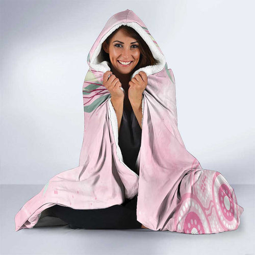 Australia Funny Pink Galah Christmas Hooded Blanket Aboriginal Eucalyptus Blossoms Watercolor - Aussie Hoodie
