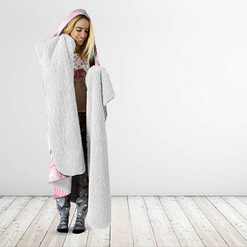 Australia Funny Pink Galah Christmas Hooded Blanket Aboriginal Eucalyptus Blossoms Watercolor - Aussie Hoodie