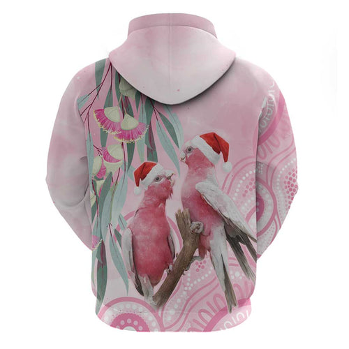 Australia Funny Pink Galah Christmas Hoodie Aboriginal Eucalyptus Blossoms Watercolor - Aussie Hoodie