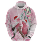 Australia Funny Pink Galah Christmas Hoodie Aboriginal Eucalyptus Blossoms Watercolor - Aussie Hoodie