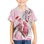 Australia Funny Pink Galah Christmas Kid Hawaiian Shirt Aboriginal Eucalyptus Blossoms Watercolor - Aussie Hoodie