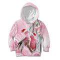Australia Funny Pink Galah Christmas Kid Hoodie Aboriginal Eucalyptus Blossoms Watercolor - Aussie Hoodie