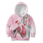 Australia Funny Pink Galah Christmas Kid Hoodie Aboriginal Eucalyptus Blossoms Watercolor - Aussie Hoodie