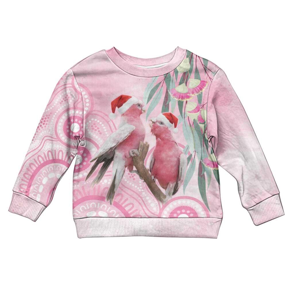 Australia Funny Pink Galah Christmas Kid Ugly Christmas Sweater Aboriginal Eucalyptus Blossoms Watercolor - Aussie Hoodie