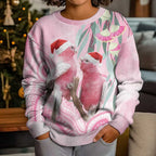 Australia Funny Pink Galah Christmas Kid Ugly Christmas Sweater Aboriginal Eucalyptus Blossoms Watercolor - Aussie Hoodie