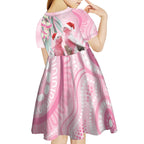 Australia Funny Pink Galah Christmas Kid Short Sleeve Dress Aboriginal Eucalyptus Blossoms Watercolor - Aussie Hoodie