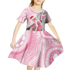 Australia Funny Pink Galah Christmas Kid Short Sleeve Dress Aboriginal Eucalyptus Blossoms Watercolor - Aussie Hoodie