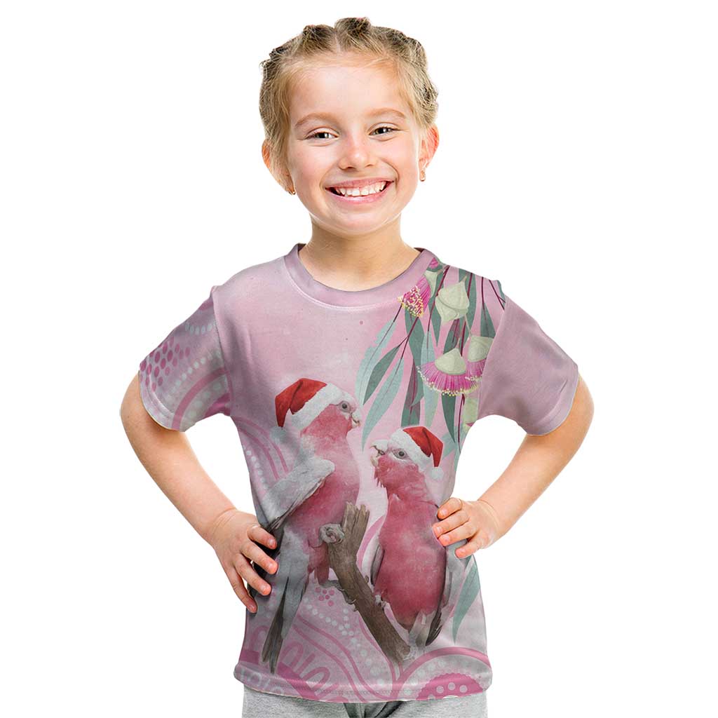 Australia Funny Pink Galah Christmas Kid T Shirt Aboriginal Eucalyptus Blossoms Watercolor - Aussie Hoodie