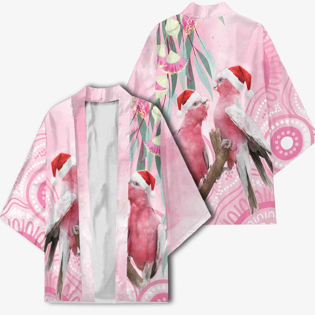 Australia Funny Pink Galah Christmas Kimono Aboriginal Eucalyptus Blossoms Watercolor - Aussie Hoodie