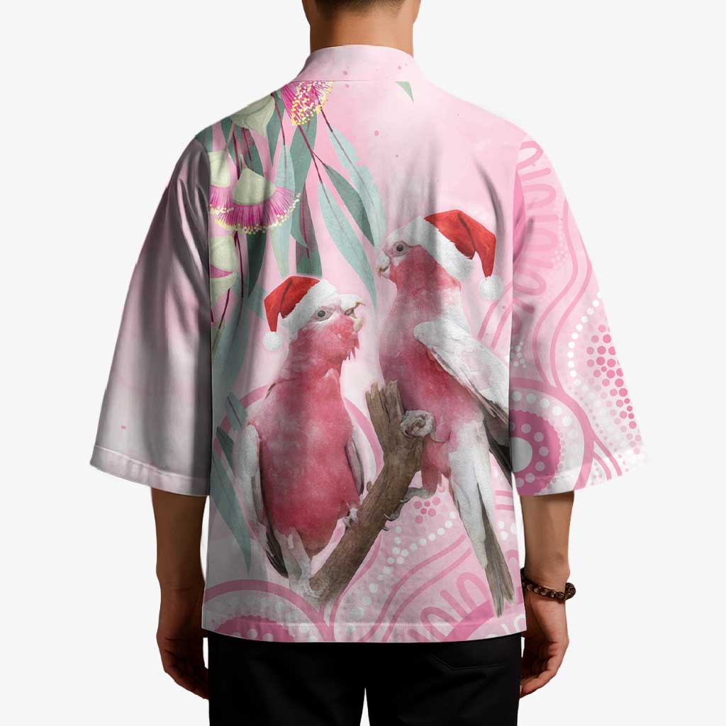 Australia Funny Pink Galah Christmas Kimono Aboriginal Eucalyptus Blossoms Watercolor - Aussie Hoodie