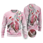 Australia Funny Pink Galah Christmas Ugly Christmas Sweater Aboriginal Eucalyptus Blossoms Watercolor - Aussie Hoodie