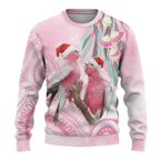 Australia Funny Pink Galah Christmas Ugly Christmas Sweater Aboriginal Eucalyptus Blossoms Watercolor - Aussie Hoodie