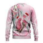 Australia Funny Pink Galah Christmas Ugly Christmas Sweater Aboriginal Eucalyptus Blossoms Watercolor - Aussie Hoodie