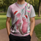 Australia Funny Pink Galah Christmas Knitted V-Neck Vest Aboriginal Eucalyptus Blossoms Watercolor - Aussie Hoodie