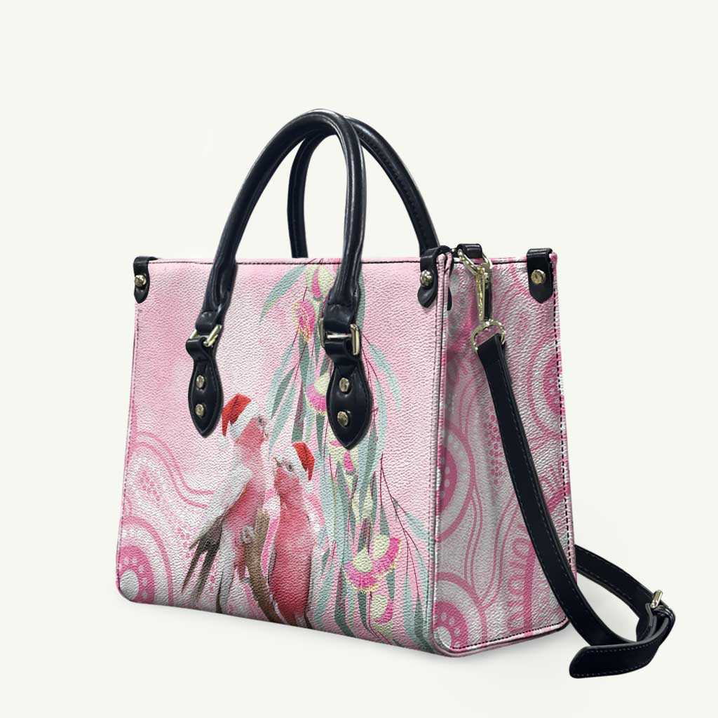 Australia Funny Pink Galah Christmas Leather Bag Aboriginal Eucalyptus Blossoms Watercolor - Aussie Hoodie