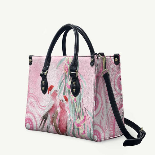 Australia Funny Pink Galah Christmas Leather Bag Aboriginal Eucalyptus Blossoms Watercolor - Aussie Hoodie