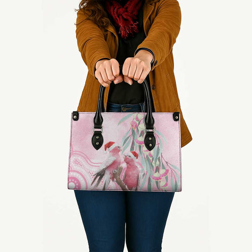 Australia Funny Pink Galah Christmas Leather Bag Aboriginal Eucalyptus Blossoms Watercolor - Aussie Hoodie
