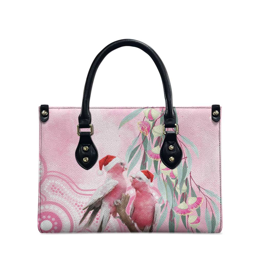 Australia Funny Pink Galah Christmas Leather Bag Aboriginal Eucalyptus Blossoms Watercolor - Aussie Hoodie