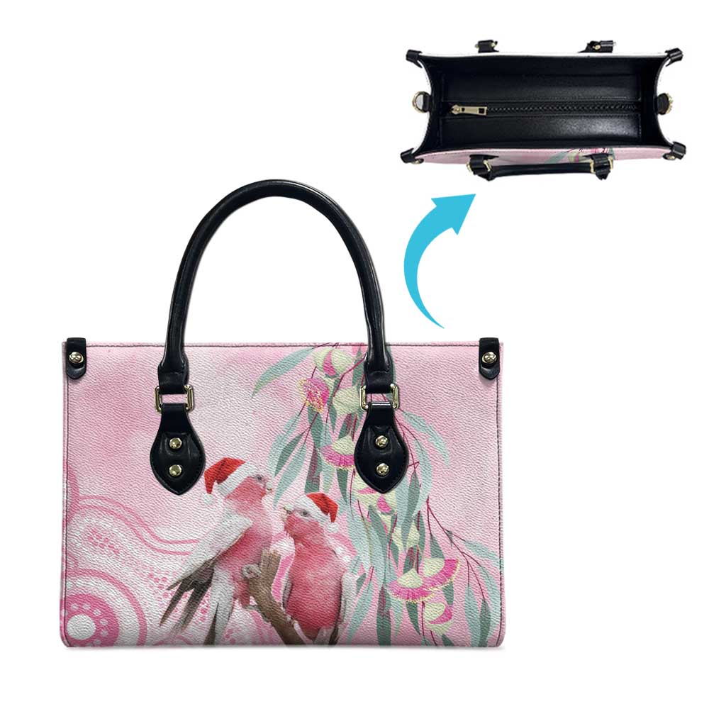 Australia Funny Pink Galah Christmas Leather Bag Aboriginal Eucalyptus Blossoms Watercolor - Aussie Hoodie