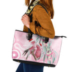 Australia Funny Pink Galah Christmas Leather Tote Bag Aboriginal Eucalyptus Blossoms Watercolor - Aussie Hoodie