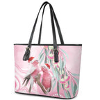 Australia Funny Pink Galah Christmas Leather Tote Bag Aboriginal Eucalyptus Blossoms Watercolor - Aussie Hoodie