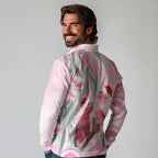 Australia Funny Pink Galah Christmas Long Sleeve Polo Shirt Aboriginal Eucalyptus Blossoms Watercolor - Aussie Hoodie