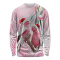 Australia Funny Pink Galah Christmas Long Sleeve Shirt Aboriginal Eucalyptus Blossoms Watercolor - Aussie Hoodie