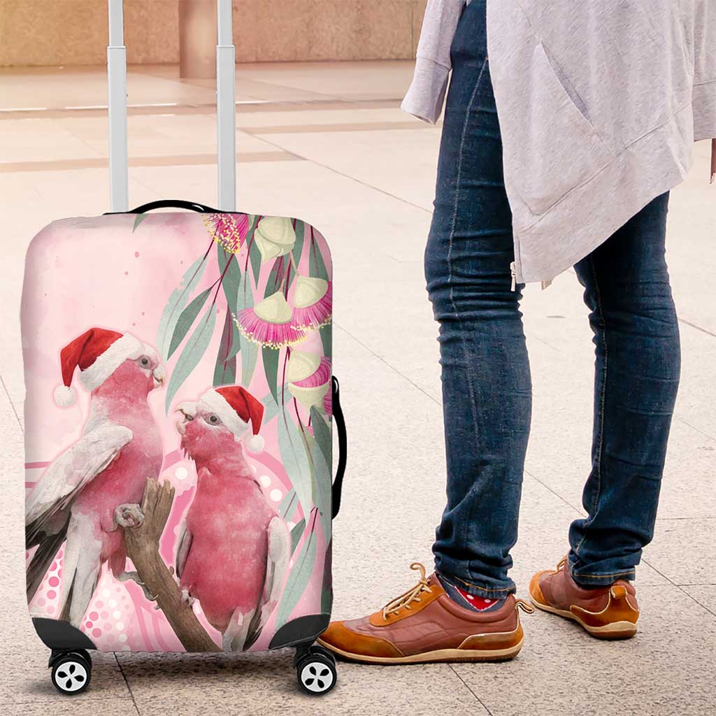 Australia Funny Pink Galah Christmas Luggage Cover Aboriginal Eucalyptus Blossoms Watercolor - Aussie Hoodie