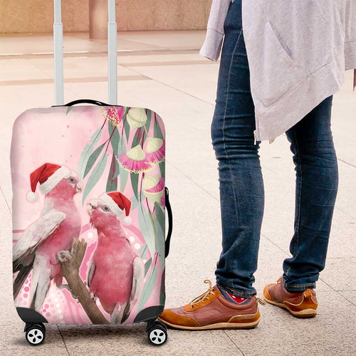 Australia Funny Pink Galah Christmas Luggage Cover Aboriginal Eucalyptus Blossoms Watercolor - Aussie Hoodie