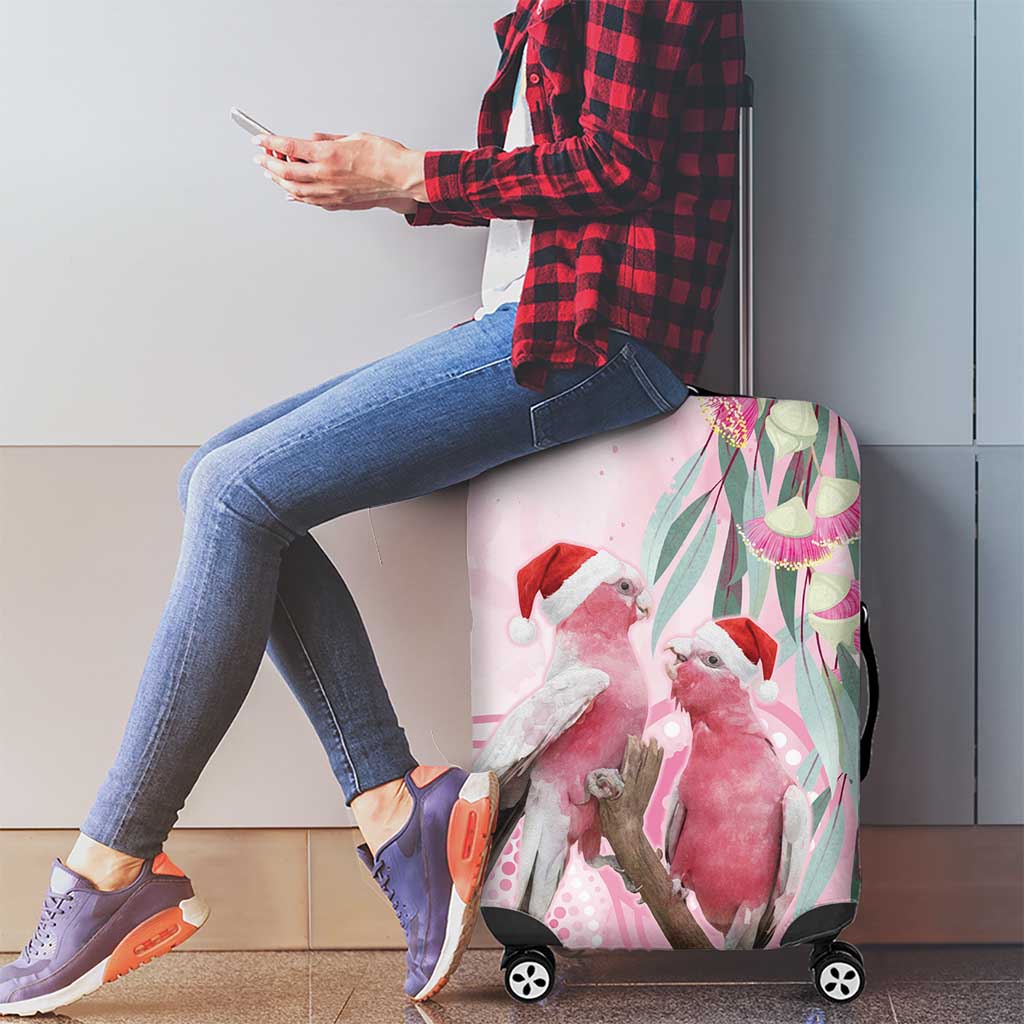 Australia Funny Pink Galah Christmas Luggage Cover Aboriginal Eucalyptus Blossoms Watercolor - Aussie Hoodie