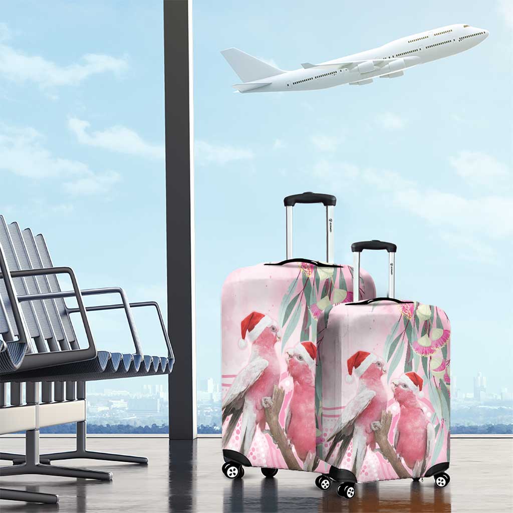 Australia Funny Pink Galah Christmas Luggage Cover Aboriginal Eucalyptus Blossoms Watercolor - Aussie Hoodie