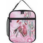 Australia Funny Pink Galah Christmas Lunch Bag Aboriginal Eucalyptus Blossoms Watercolor