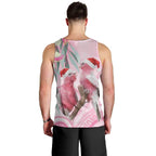 Australia Funny Pink Galah Christmas Men Tank Top Aboriginal Eucalyptus Blossoms Watercolor - Aussie Hoodie