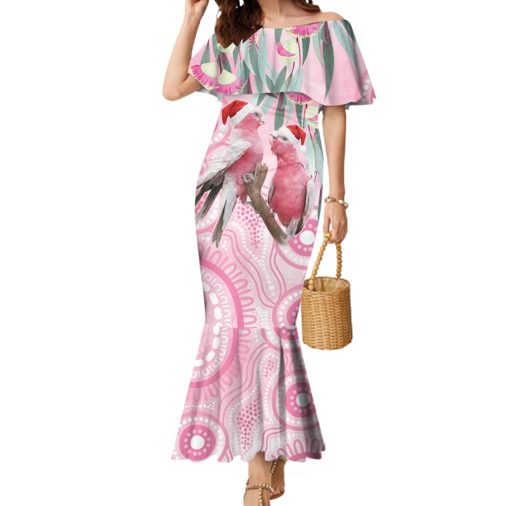 Australia Funny Pink Galah Christmas Mermaid Dress Aboriginal Eucalyptus Blossoms Watercolor - Aussie Hoodie