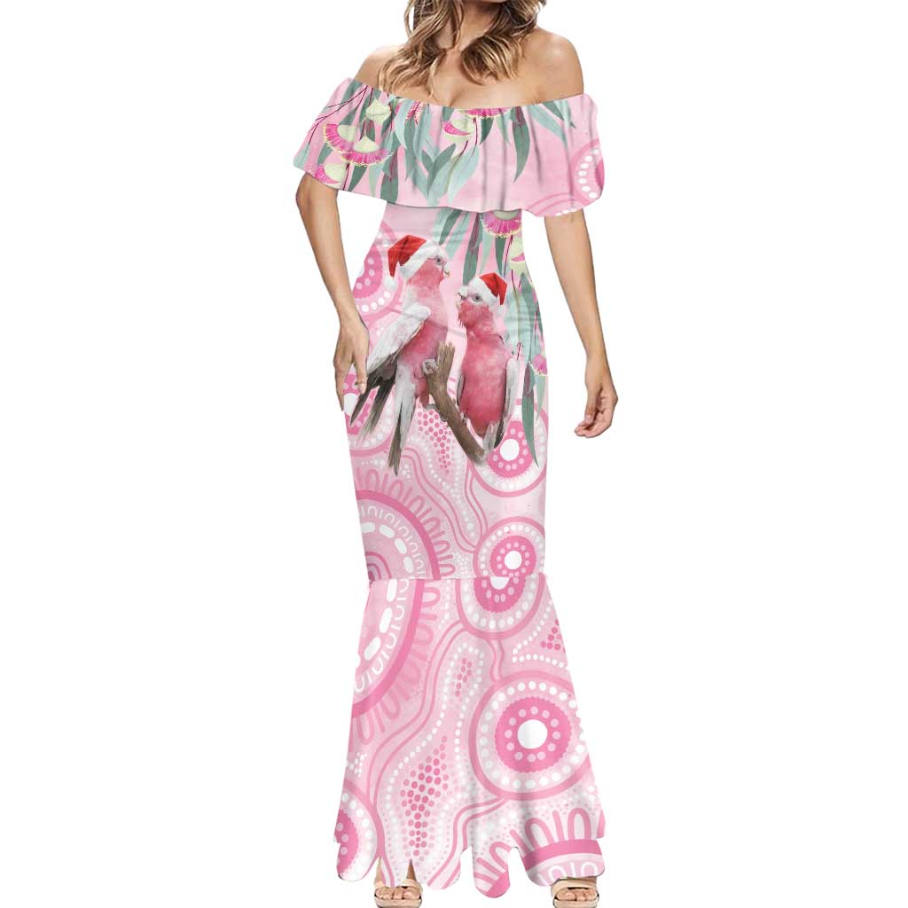 Australia Funny Pink Galah Christmas Mermaid Dress Aboriginal Eucalyptus Blossoms Watercolor - Aussie Hoodie