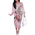 Australia Funny Pink Galah Christmas Off The Shoulder Long Sleeve Dress Aboriginal Eucalyptus Blossoms Watercolor - Aussie Hoodie