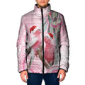 Australia Funny Pink Galah Christmas Padded Jacket Aboriginal Eucalyptus Blossoms Watercolor - Aussie Hoodie