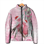 Australia Funny Pink Galah Christmas Padded Jacket Aboriginal Eucalyptus Blossoms Watercolor - Aussie Hoodie
